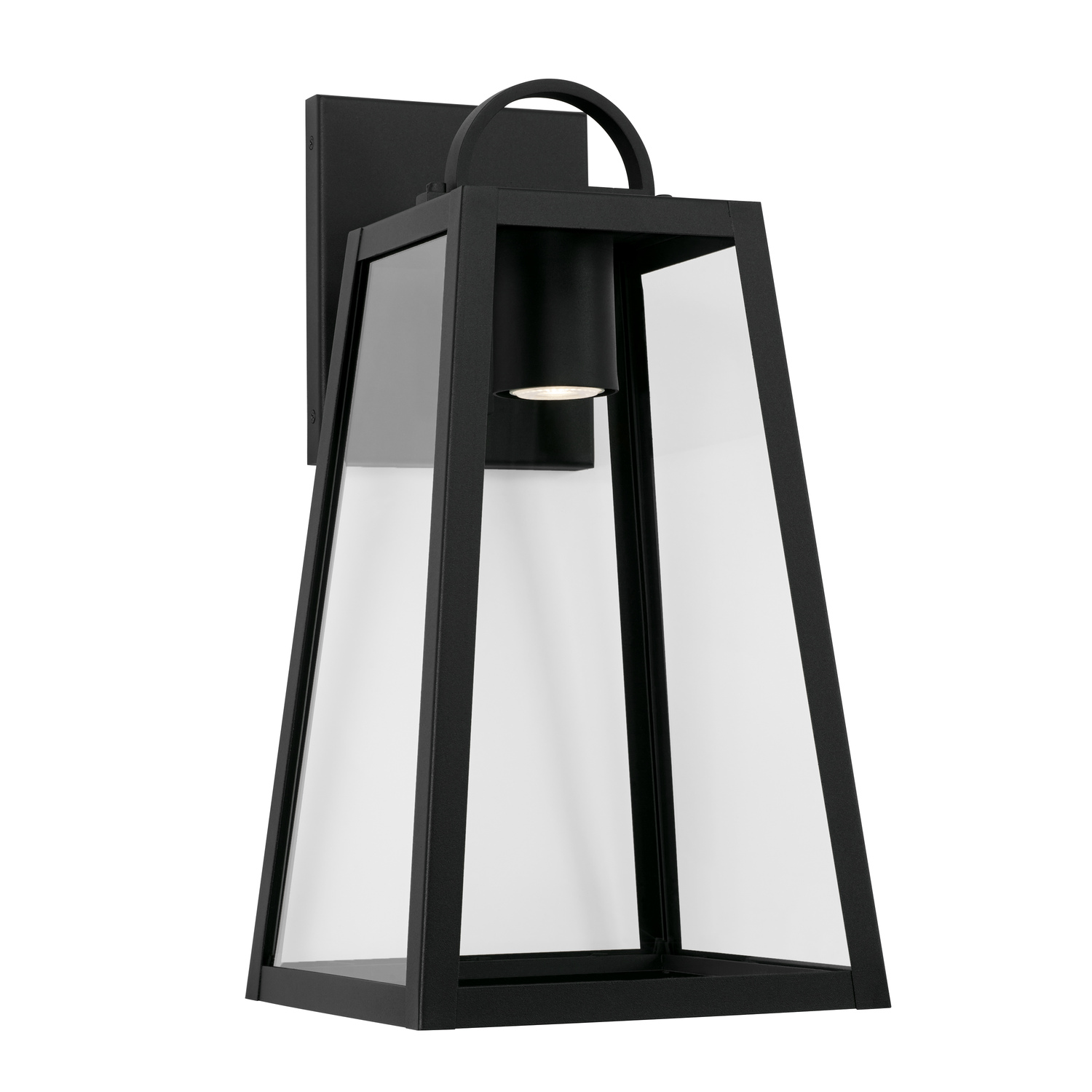 10"W x 19.5"H Minimal Light Pollution Outdoor Wall Lantern in Black with Clear Glass