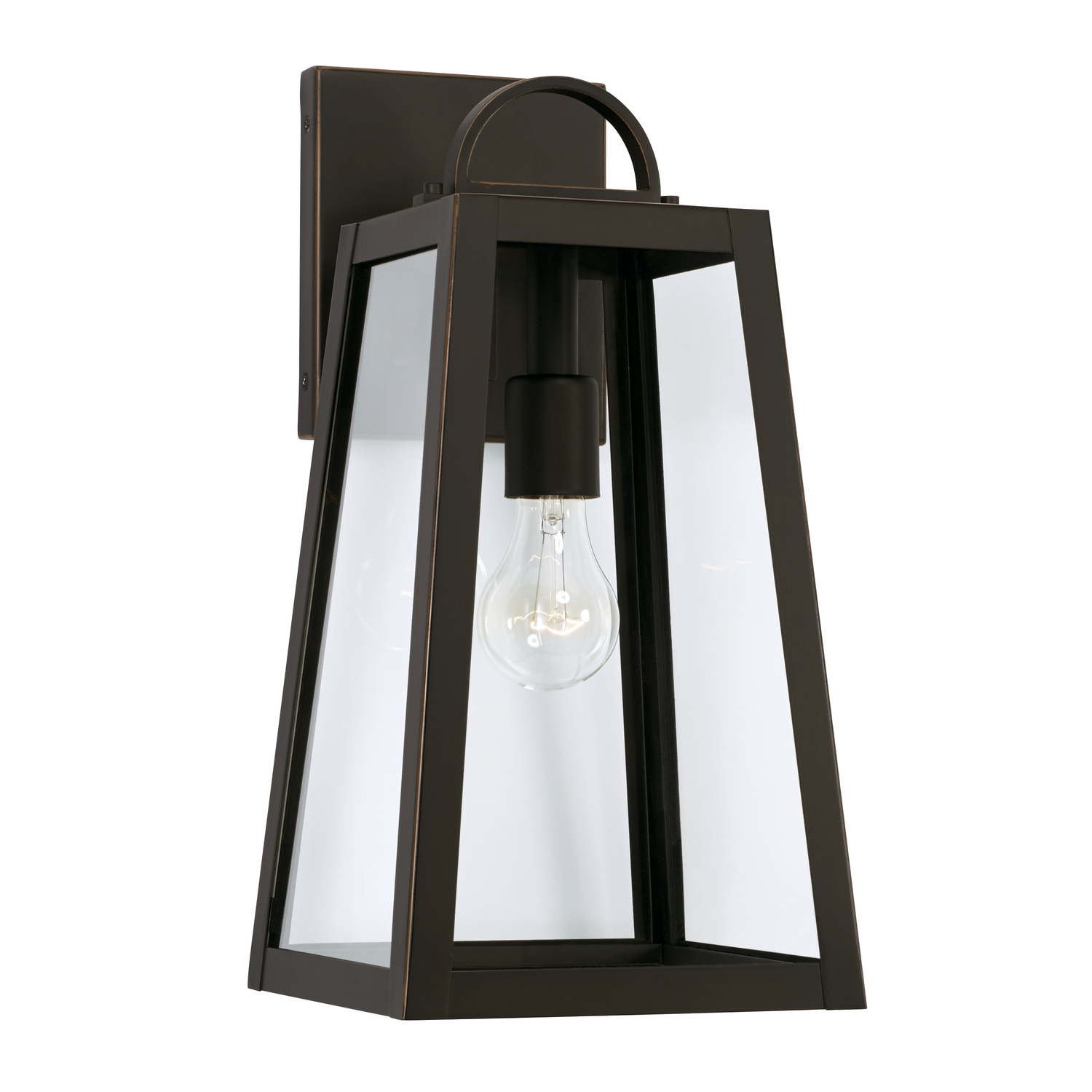 8"W x 16"H 1-Light Outdoor Wall Lantern in Oiled Bronze with Clear Glass