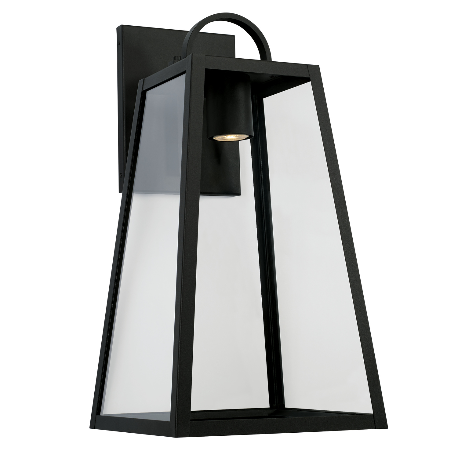 12"W x 23"H Minimal Light Pollution Outdoor Wall Lantern in Black with Clear Glass