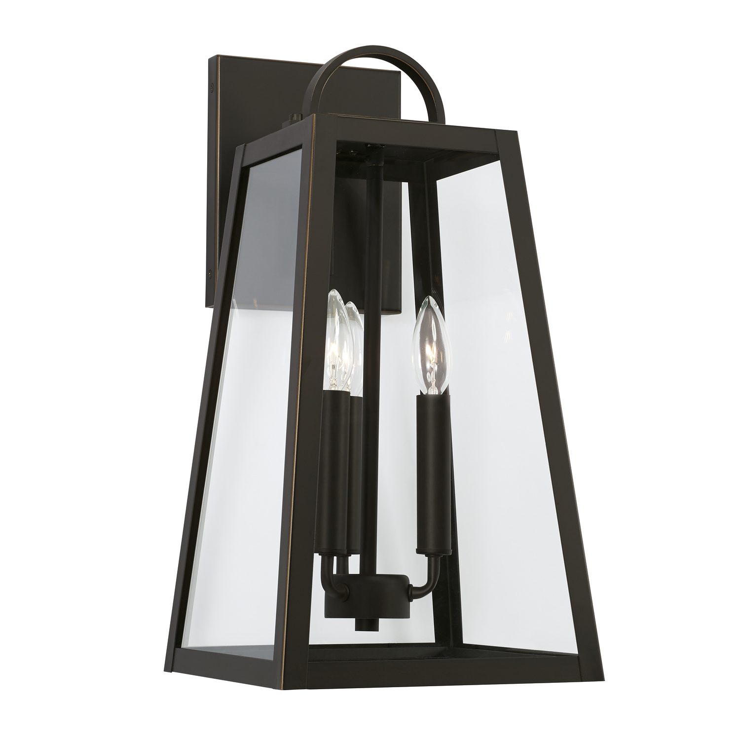 10"W x 19.5"H 3-Light Outdoor Wall Lantern in Oiled Bronze with Clear Glass
