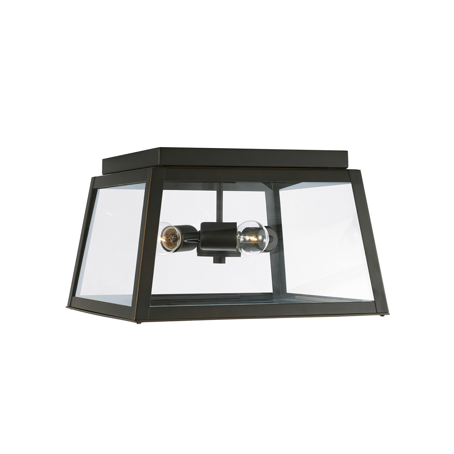 14.5" W x 9" H Wide 3-Light Outdoor Flush Mount in Oiled Bronze with Clear Glass