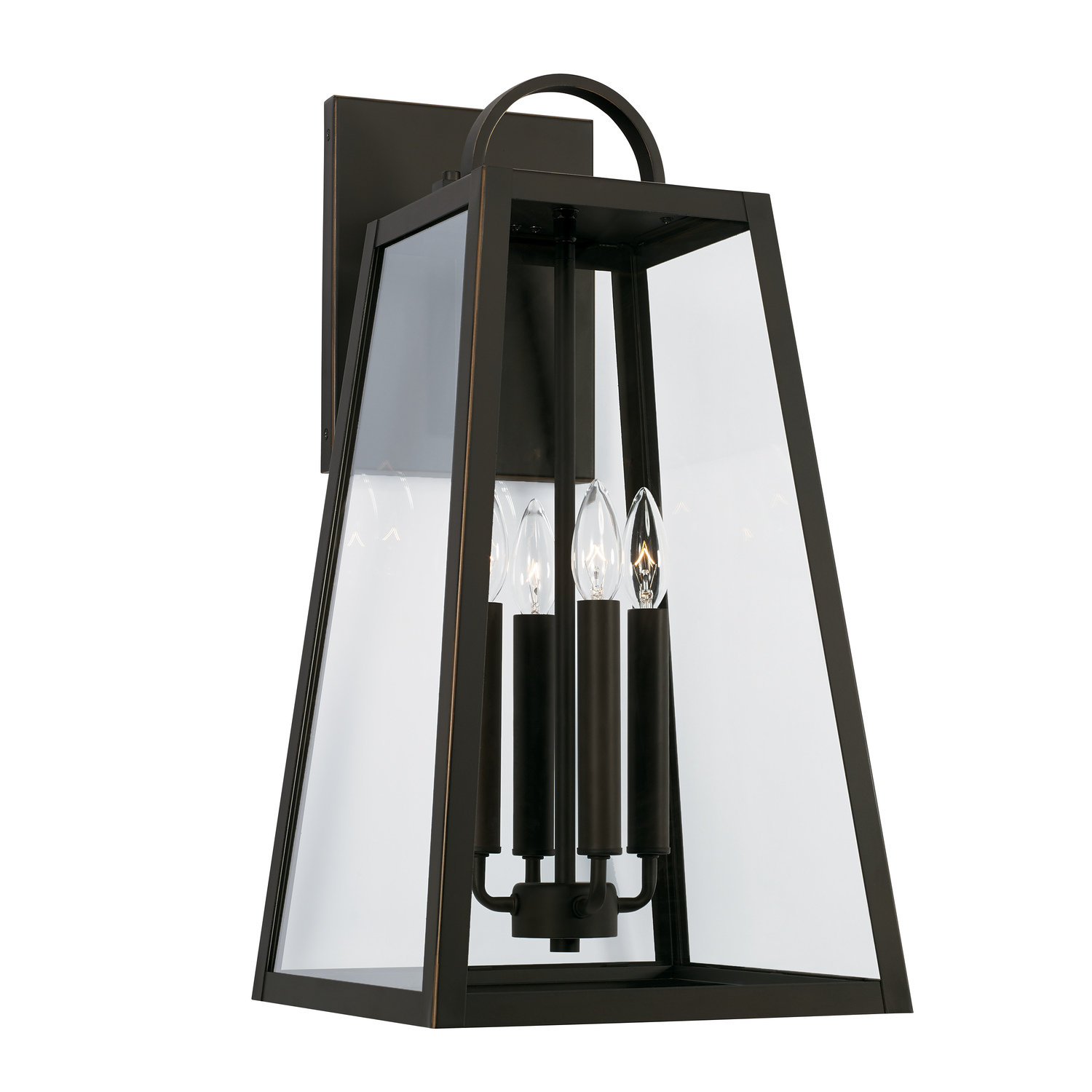 12"W x 23"H 4-Light Outdoor Wall Lantern in Oiled Bronze with Clear Glass