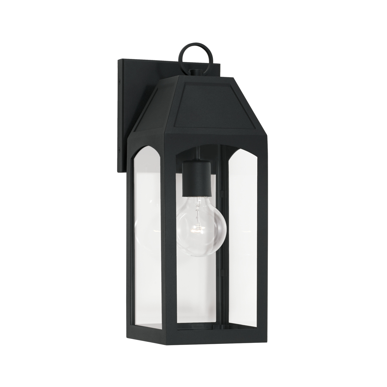 6" W x 17" H Outdoor 1-Light Small Wall Lantern in Black with Clear Glass