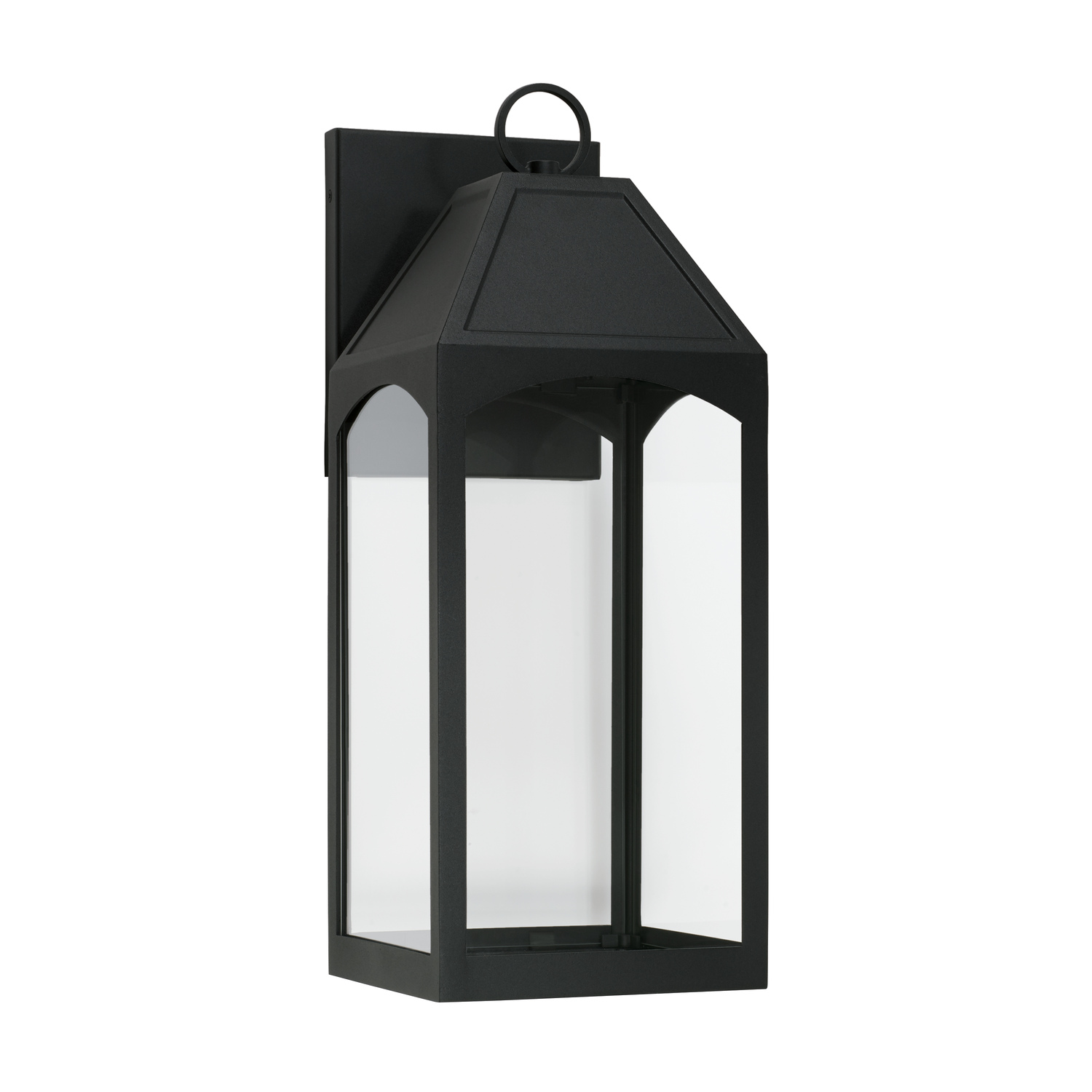 8" W x 20.5" H Outdoor 1-Light Night Sky Medium Wall Lantern in Black with Clear Glass