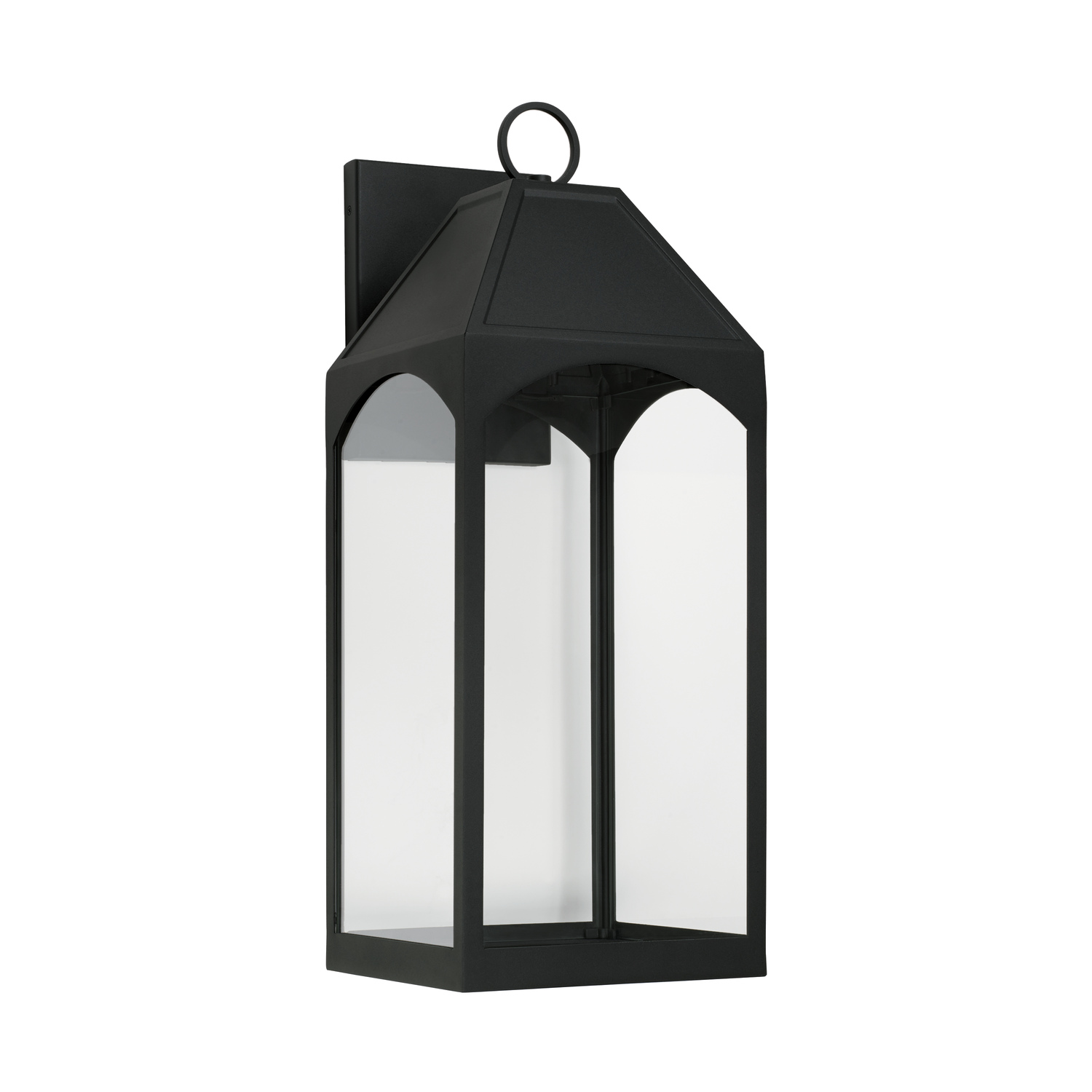 10" W x 26" H Outdoor 1-Light Night Sky Large Wall Lantern in Black with Clear Glass