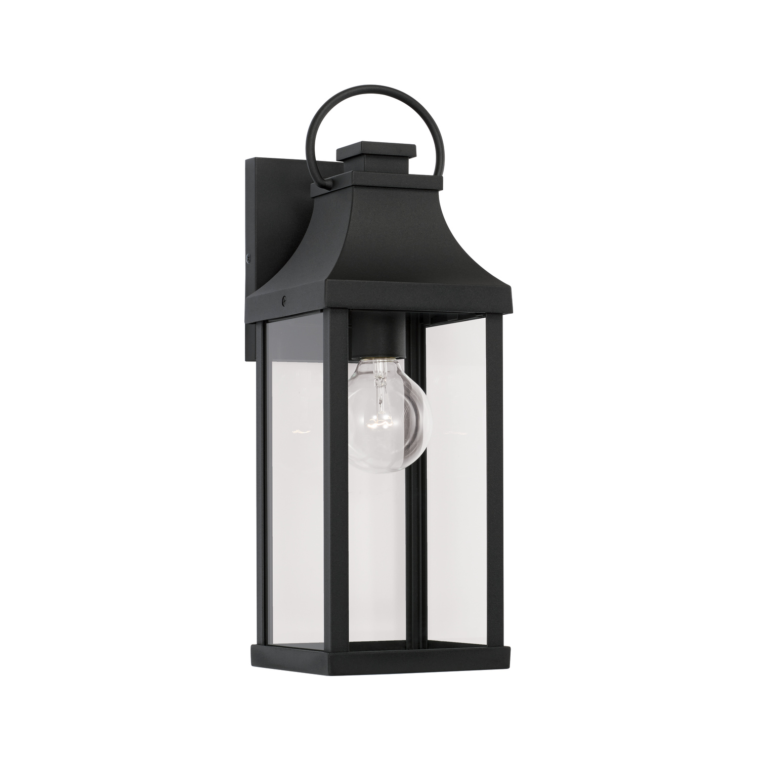 6" W x 17" H Outdoor 1-Light Small Wall Lantern in Black with Clear Glass