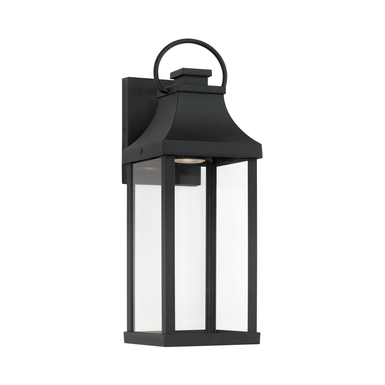 6" W x 17" H Outdoor 1-Light Night Sky Small Wall Lantern in Black with Clear Glass