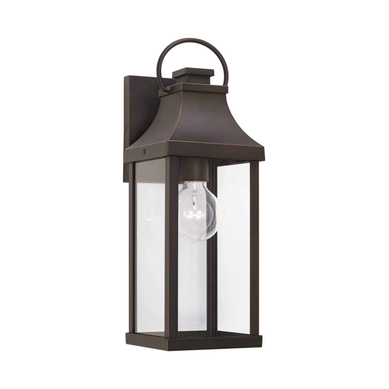 6" W x 17" H Outdoor 1-Light Small Wall Lantern in Oiled Bronze with Clear Glass