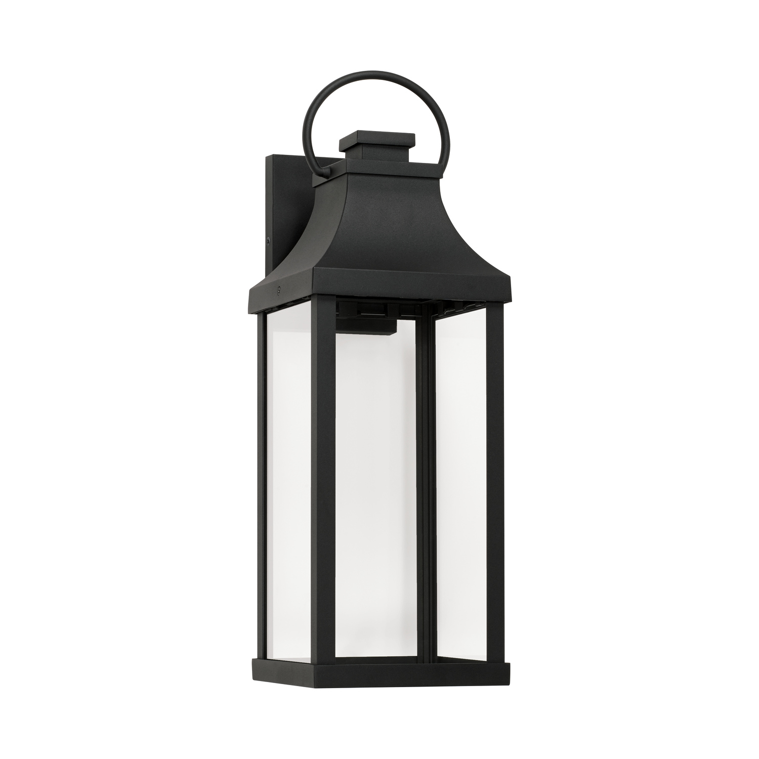7" W x 21" H Outdoor 1-Light Night Sky Medium Wall Lantern in Black with Clear Glass
