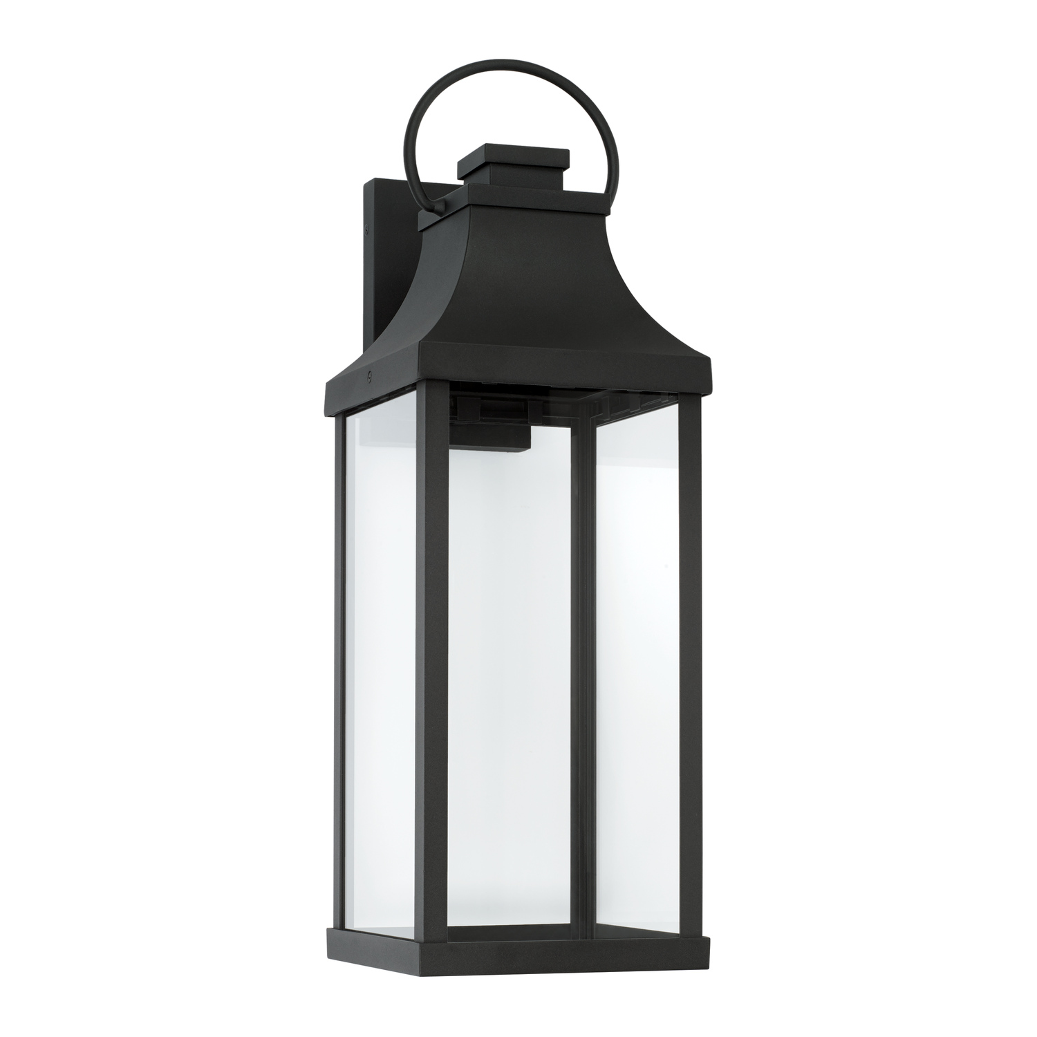 8" W x 24" H Outdoor 1-Light Night Sky Large Wall Lantern in Black with Clear Glass