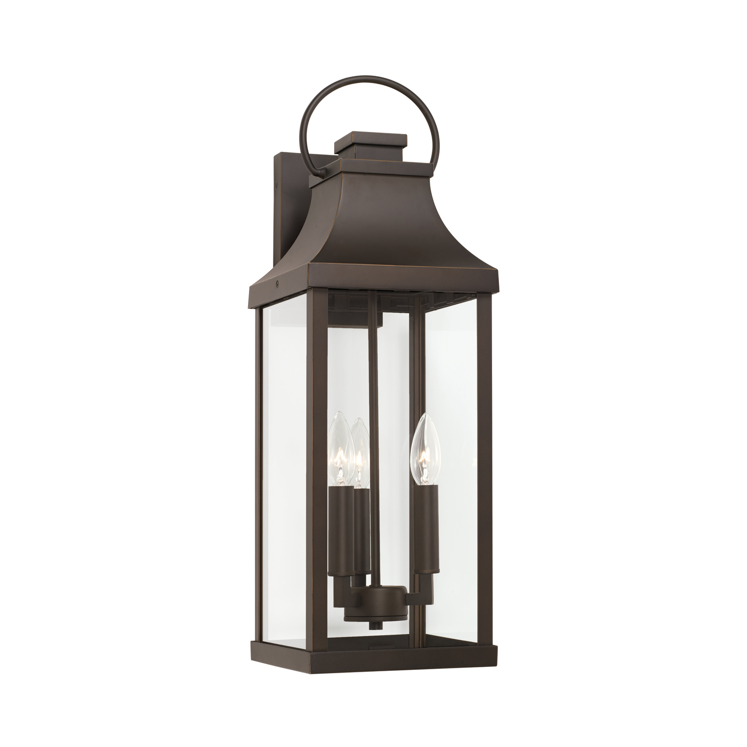 8" W x 24" H Outdoor 3-Light Large Wall Lantern in Oiled Bronze with Clear Glass
