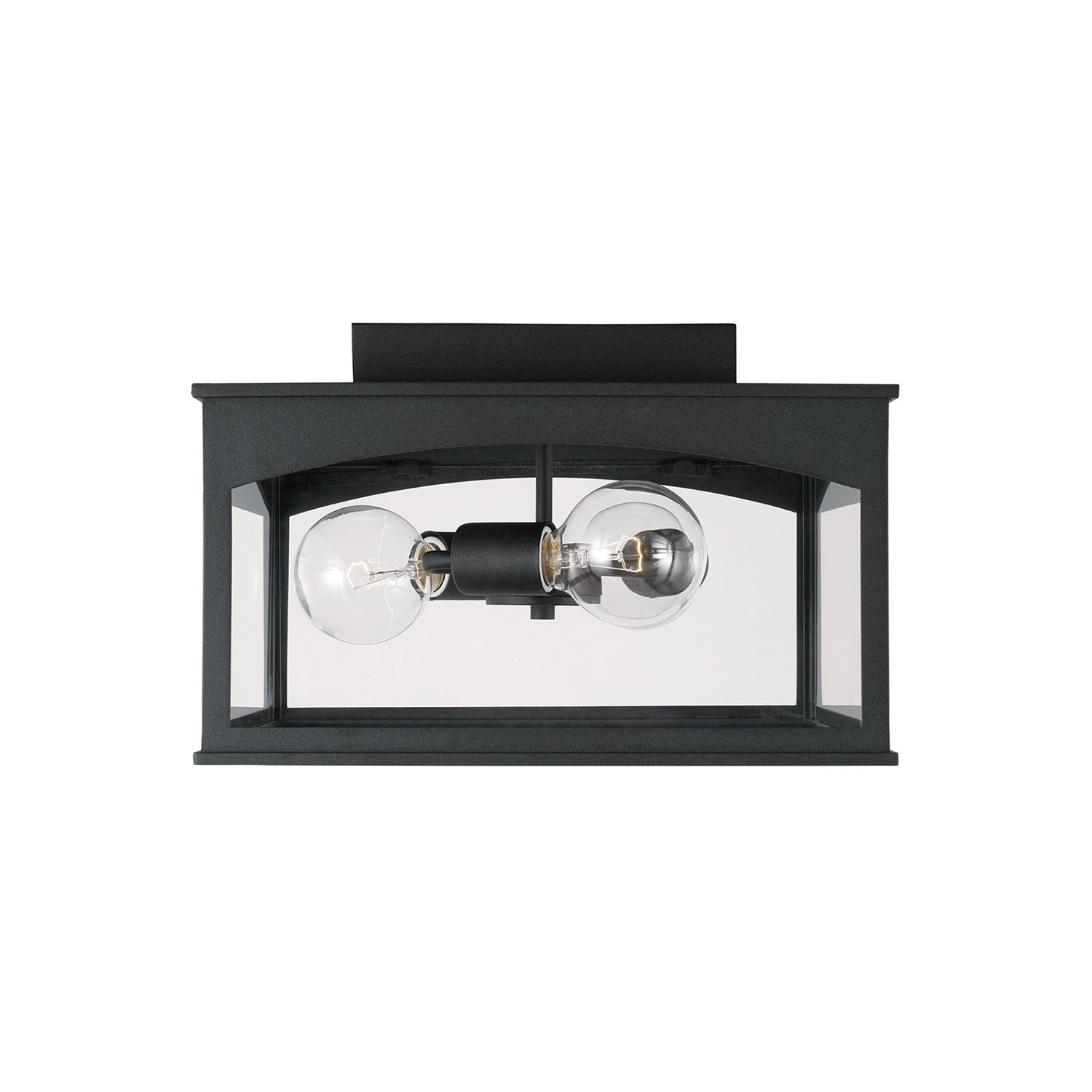 14" W x 9" H Outdoor 3-Light Flush in Black with Clear Glass