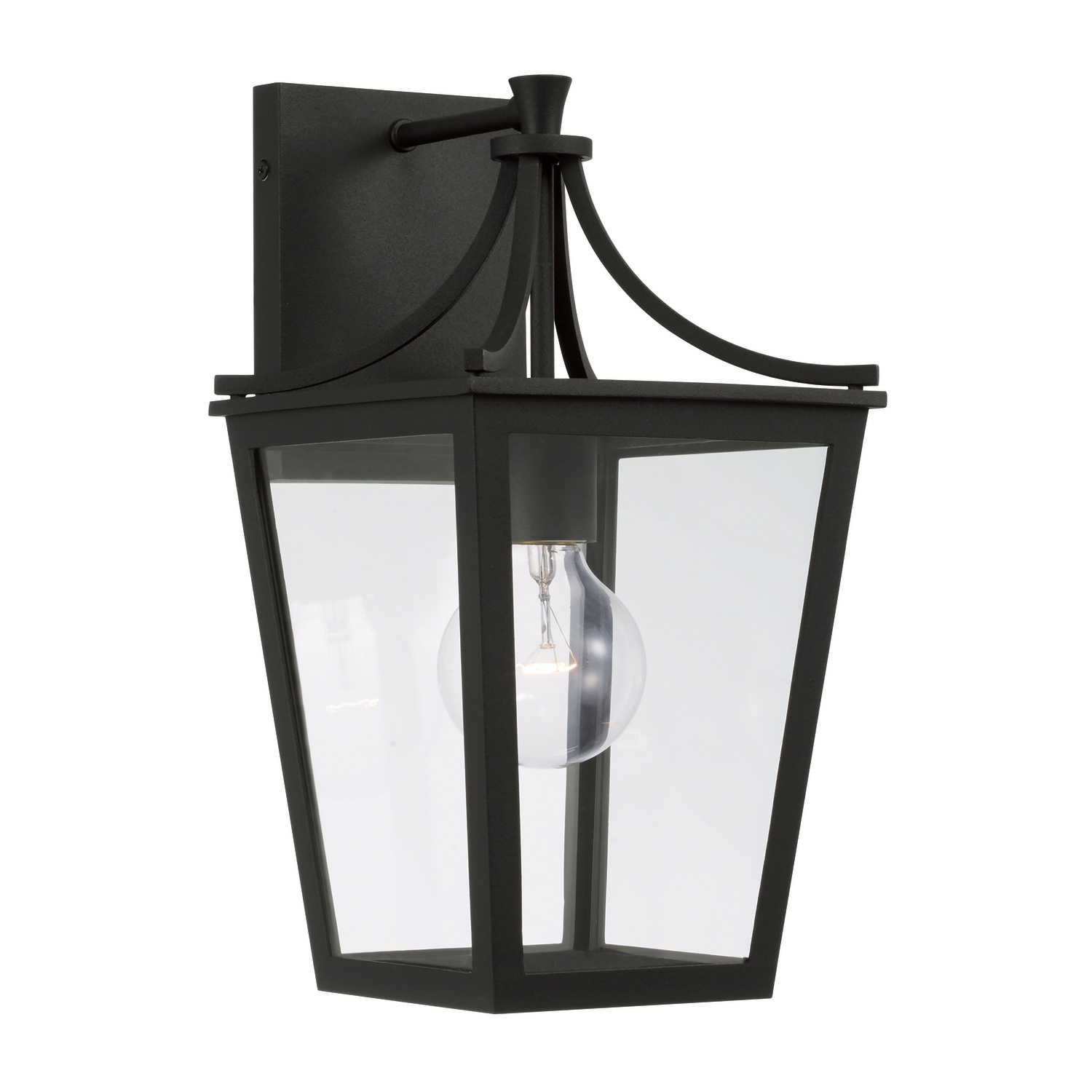 7.5"W x 14.25"H 1-Light Outdoor Wall Lantern in Black with Clear Glass