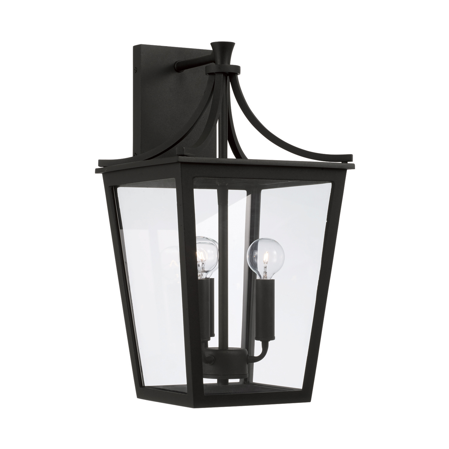 10"W x 19.25"H 3-Light Outdoor Wall Lantern in Black with Clear Glass