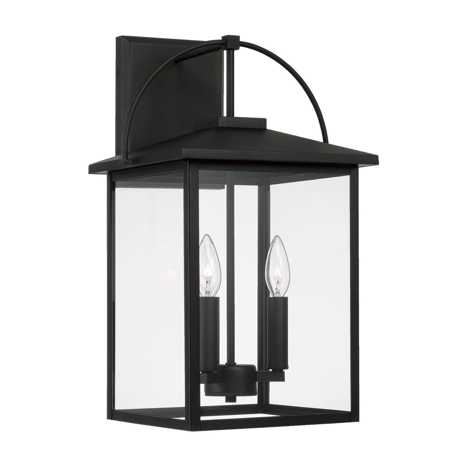 11.5"W x 19.75"H 3-Light Outdoor Wall Lantern in Black with Clear Glass