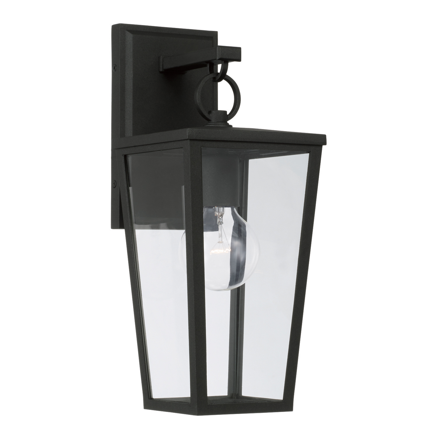 6.25"W x 15.5"H 1-Light Outdoor Wall Lantern in Black with Clear Glass Panels