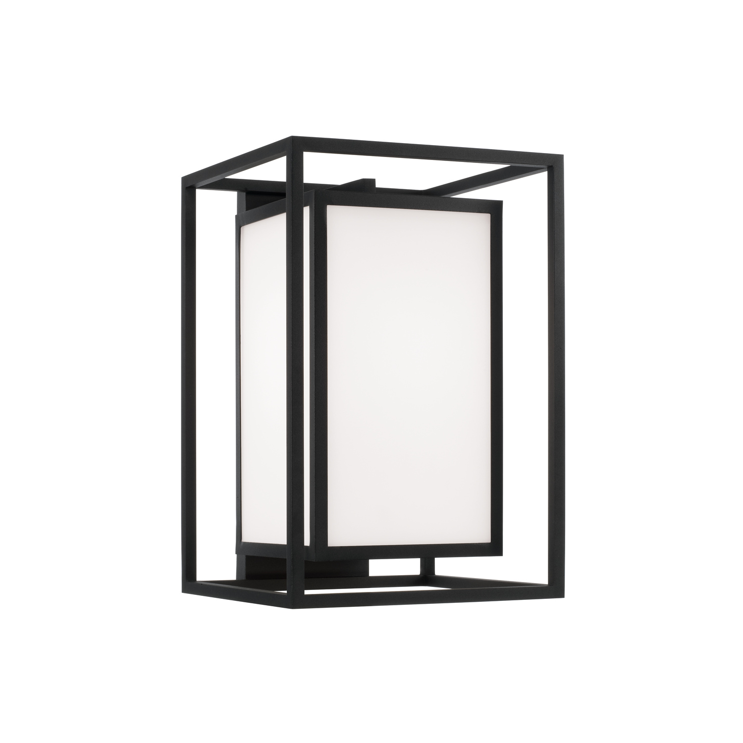 11"W x 16.50"H 1-Light Outdoor Modern Square Rectangle Wall Lantern in Black with Soft White Glass