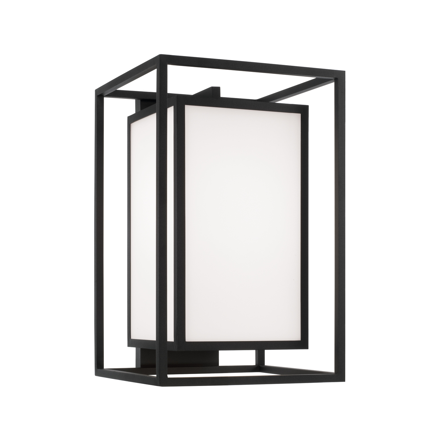 12.50"W x 19.50"H 1-Light Outdoor Modern Square Rectangle Wall Lantern in Black with Soft White Glass
