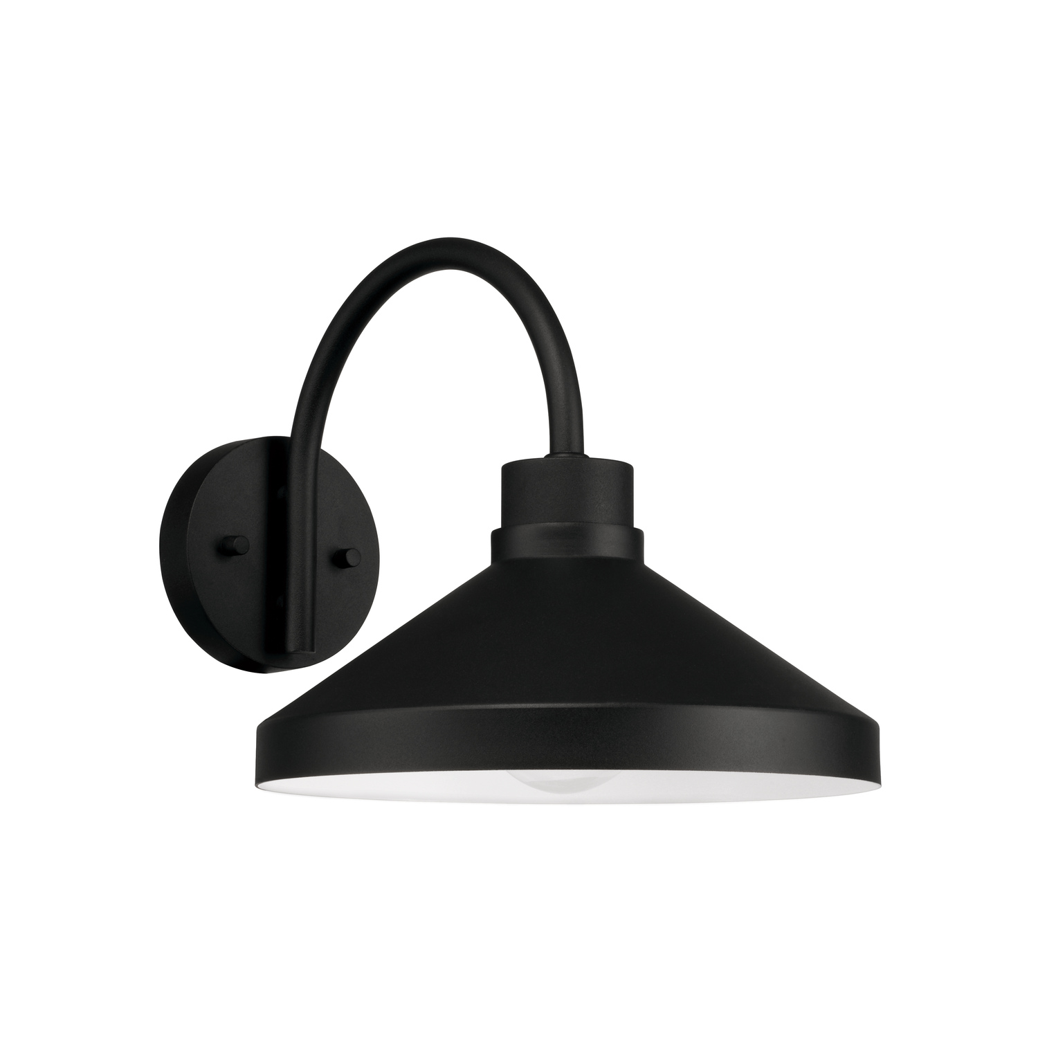 11.25"W x 10.50"H 1-Light Outdoor Cone Wall Lantern Barn Light in Black with White Interior