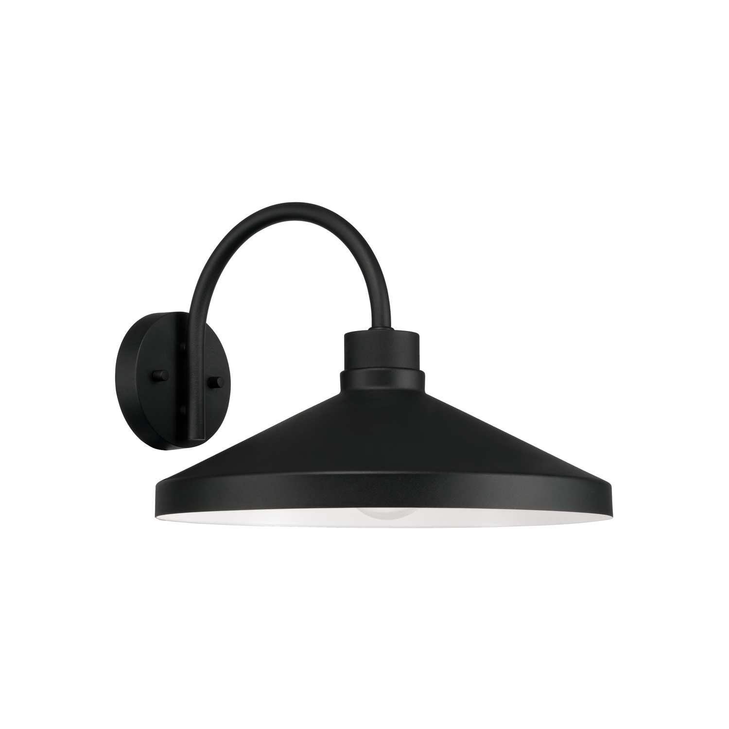 14.25"W x 10.50"H 1-Light Outdoor Cone Wall Lantern Barn Light in Black with White Interior