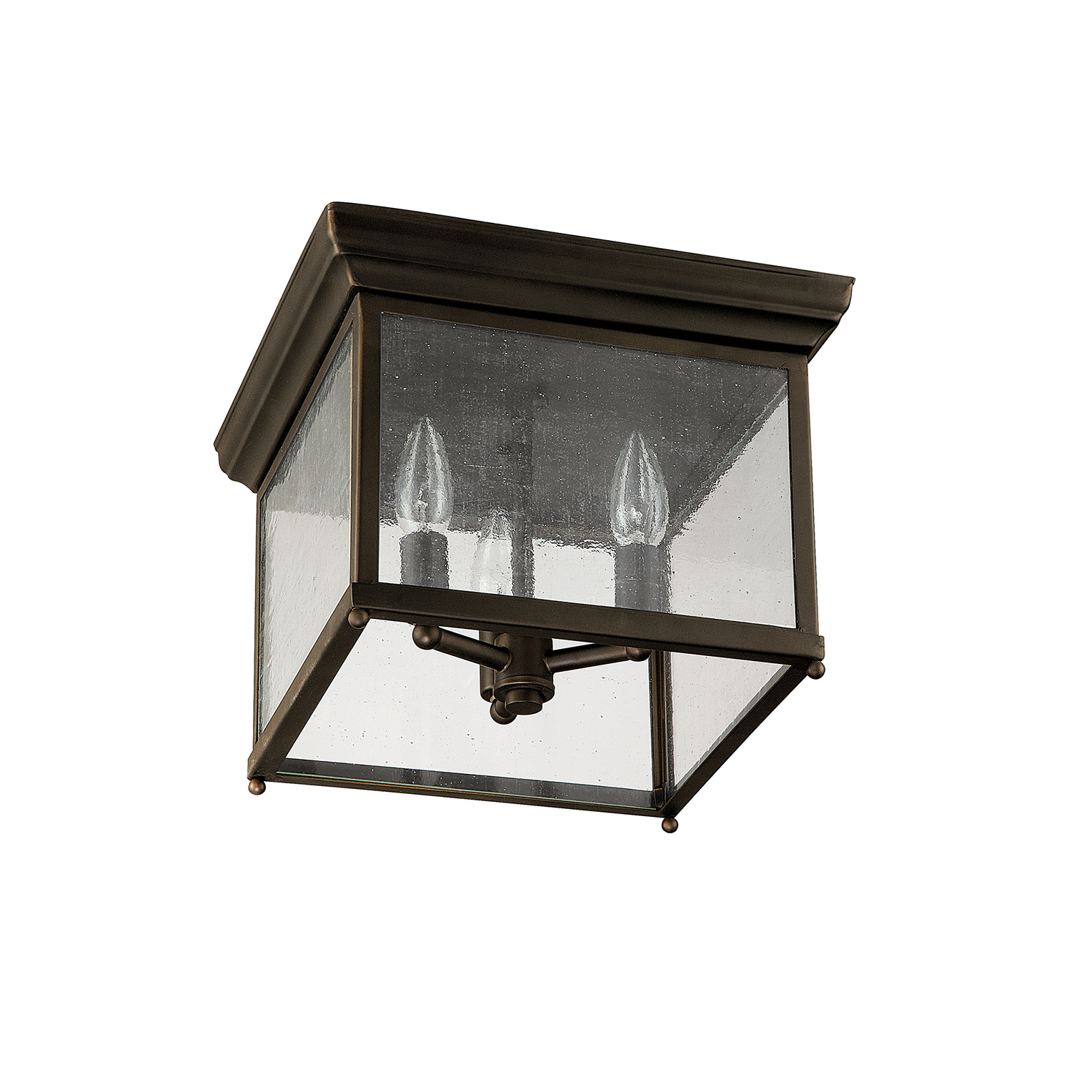 11.5" W x 8.5" H Outdoor 3-Light Antiqued Glass Square Outdoor Flush Mount in Old Bronze