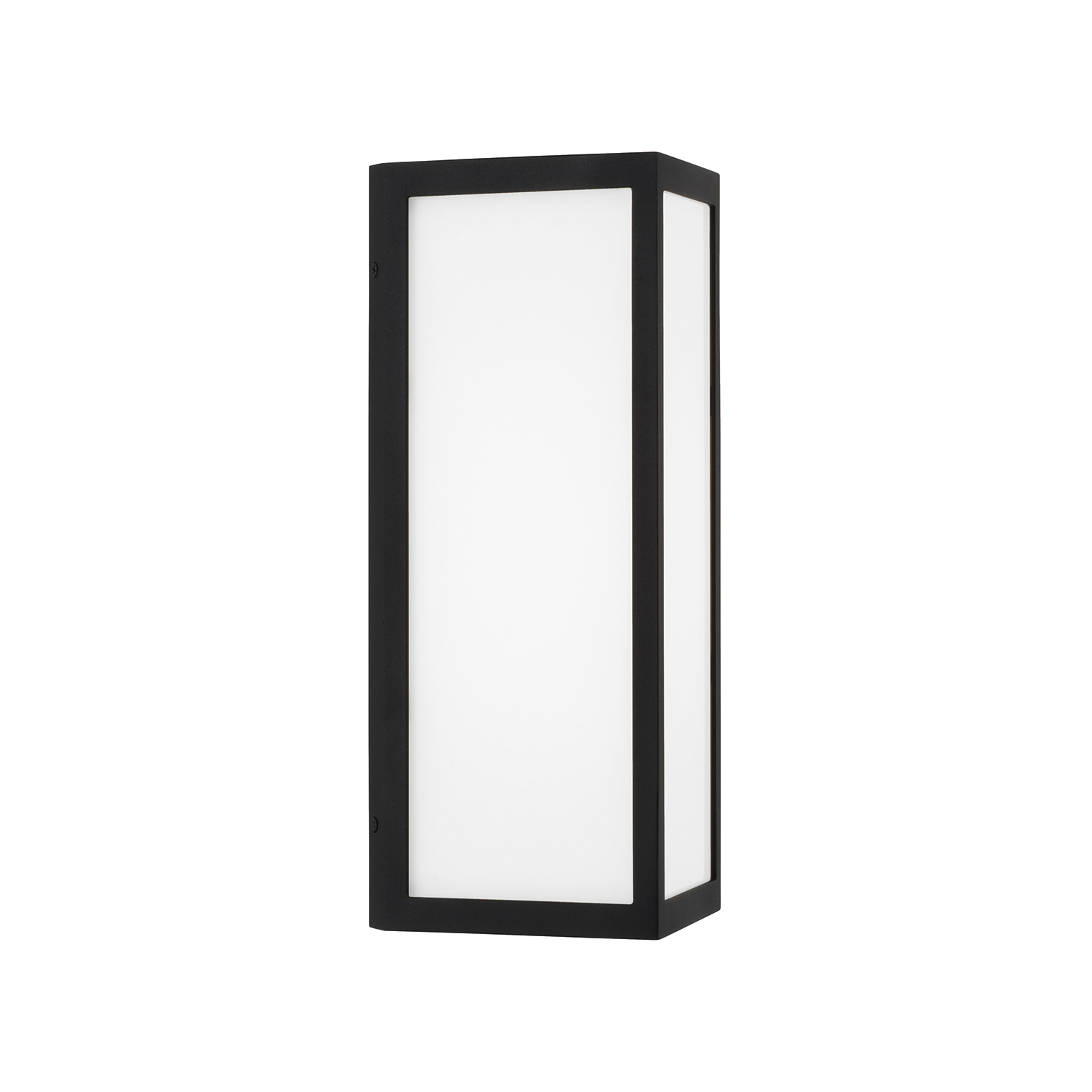 7.5" W x 15.25" H Integrated LED Outdoor Wall Lantern in Black with Painted White Glass