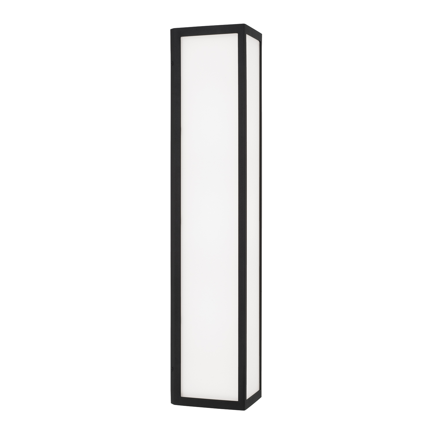 7.5" W x 29" H Integrated LED Outdoor Wall Lantern in Black with Painted White Glass