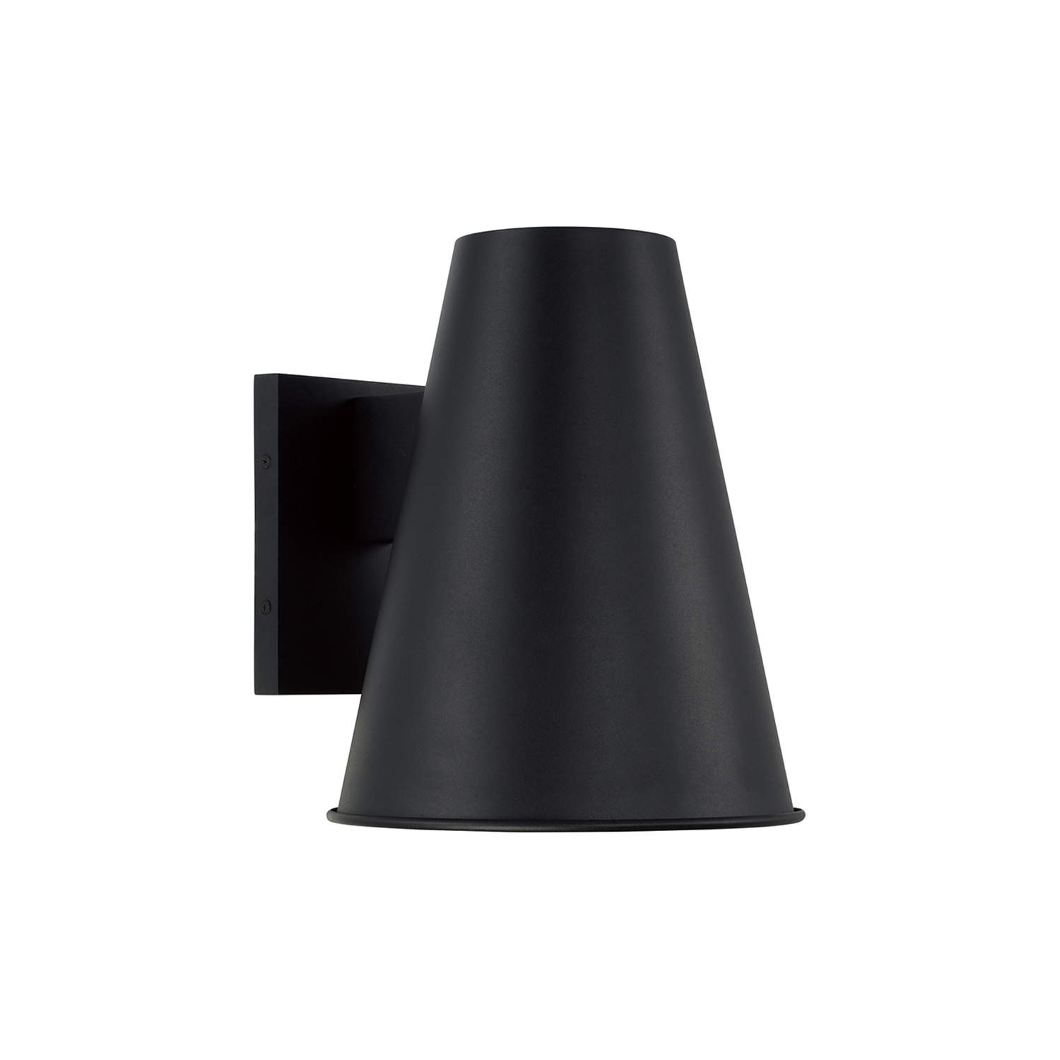 10" W x 12" H 1-Light Outdoor Night Sky Friendly Cone Wall Lantern in Black with Painted White Interior