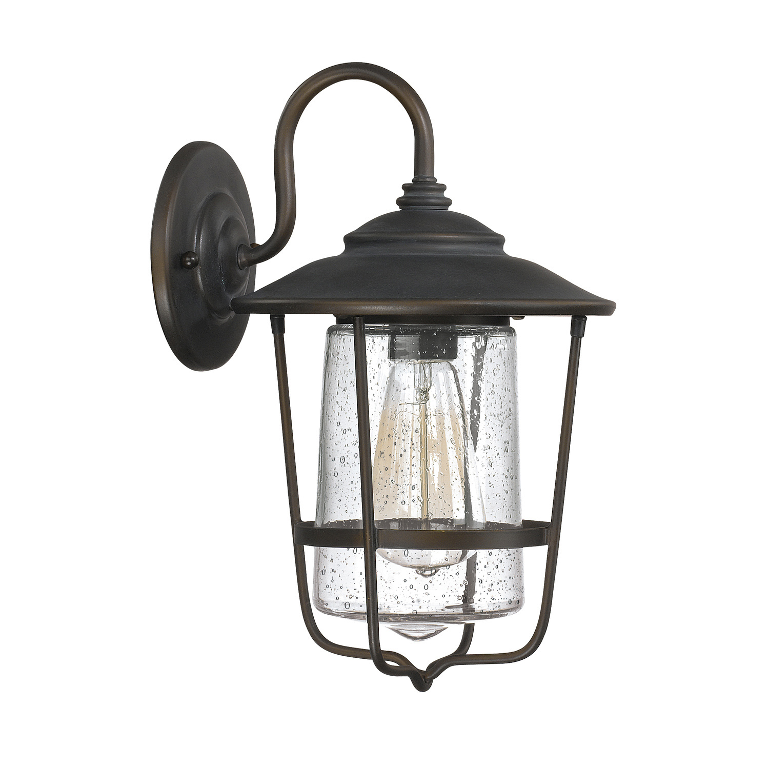 8"W x 13"H 1-Light Clear Seeded Glass Outdoor Wall Lantern in Old Bronze