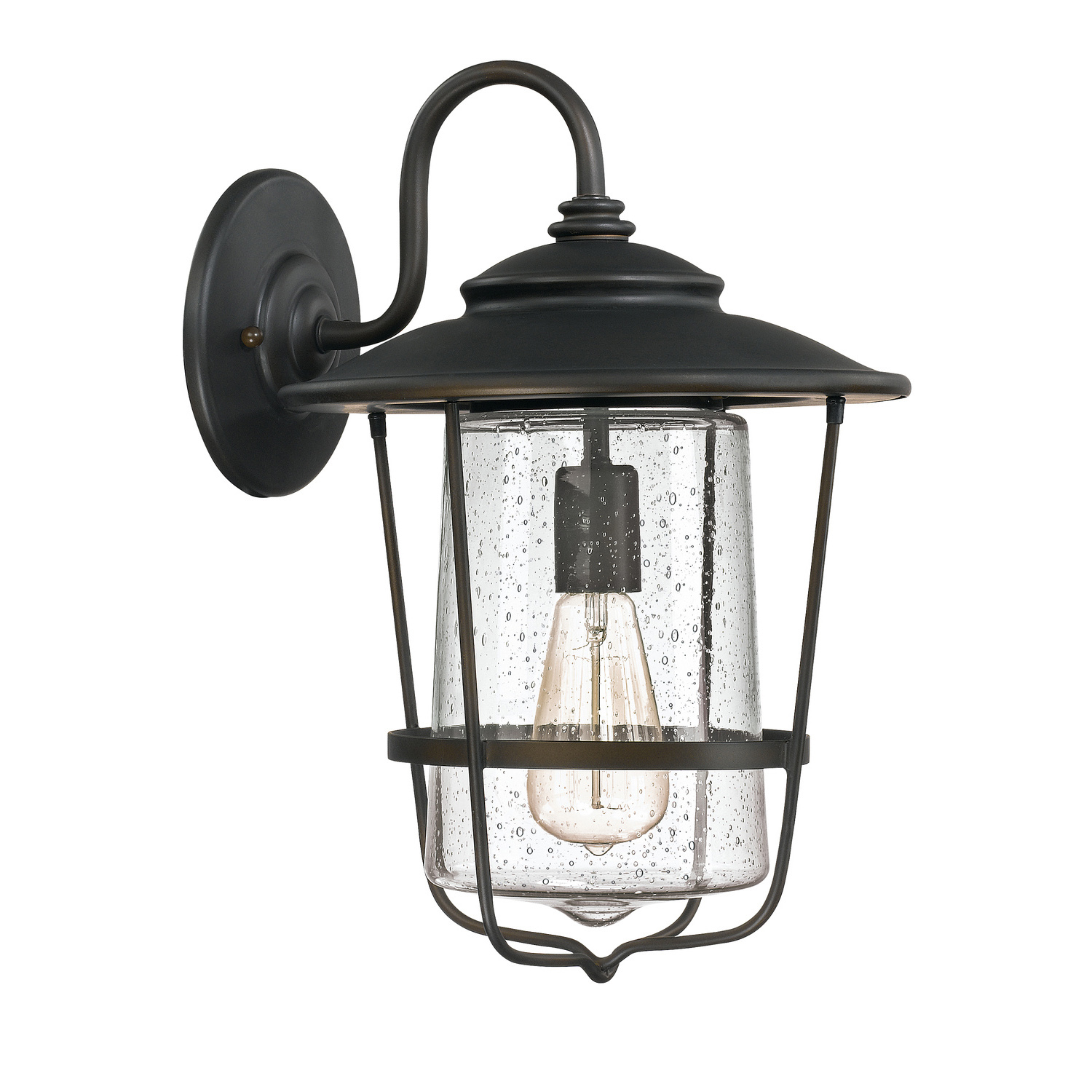 11"W x 16"H 1-Light Clear Seeded Glass Outdoor Wall Lantern in Old Bronze