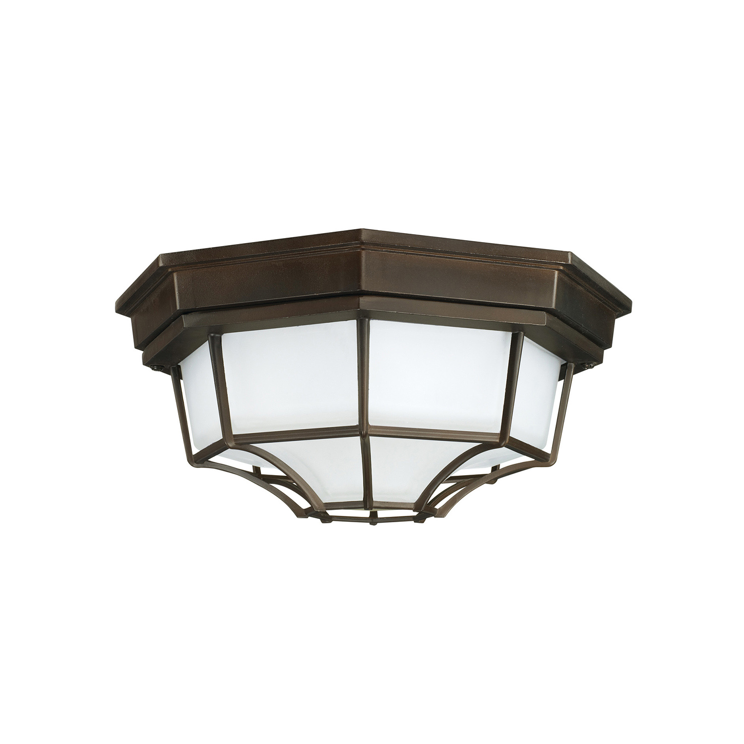 11" W x 5" H Outdoor 2-Light Frosted Glass Outdoor Flush Mount in Old Bronze