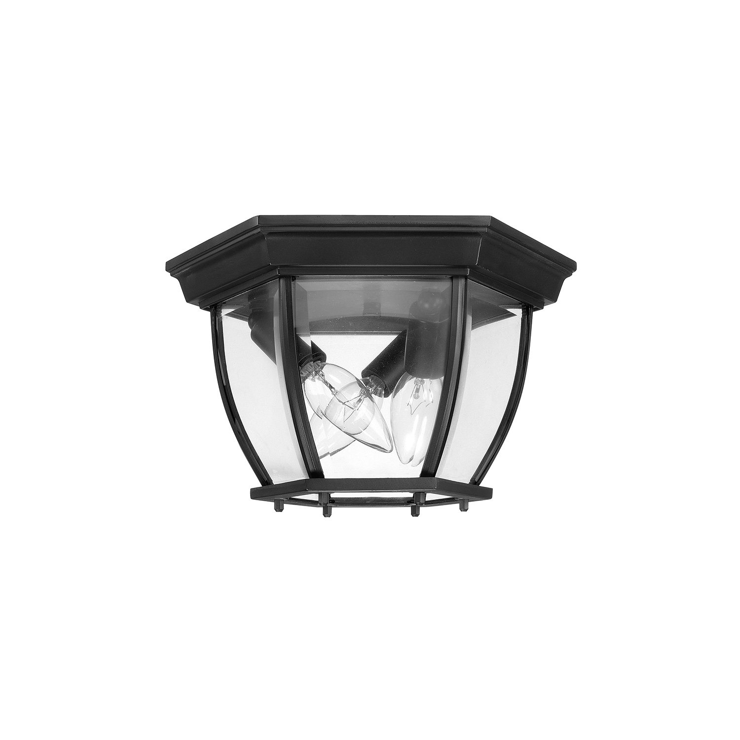 11" W x 7" H Outdoor 3-Light Clear Beveled Glass Outdoor Flush Mount in Black