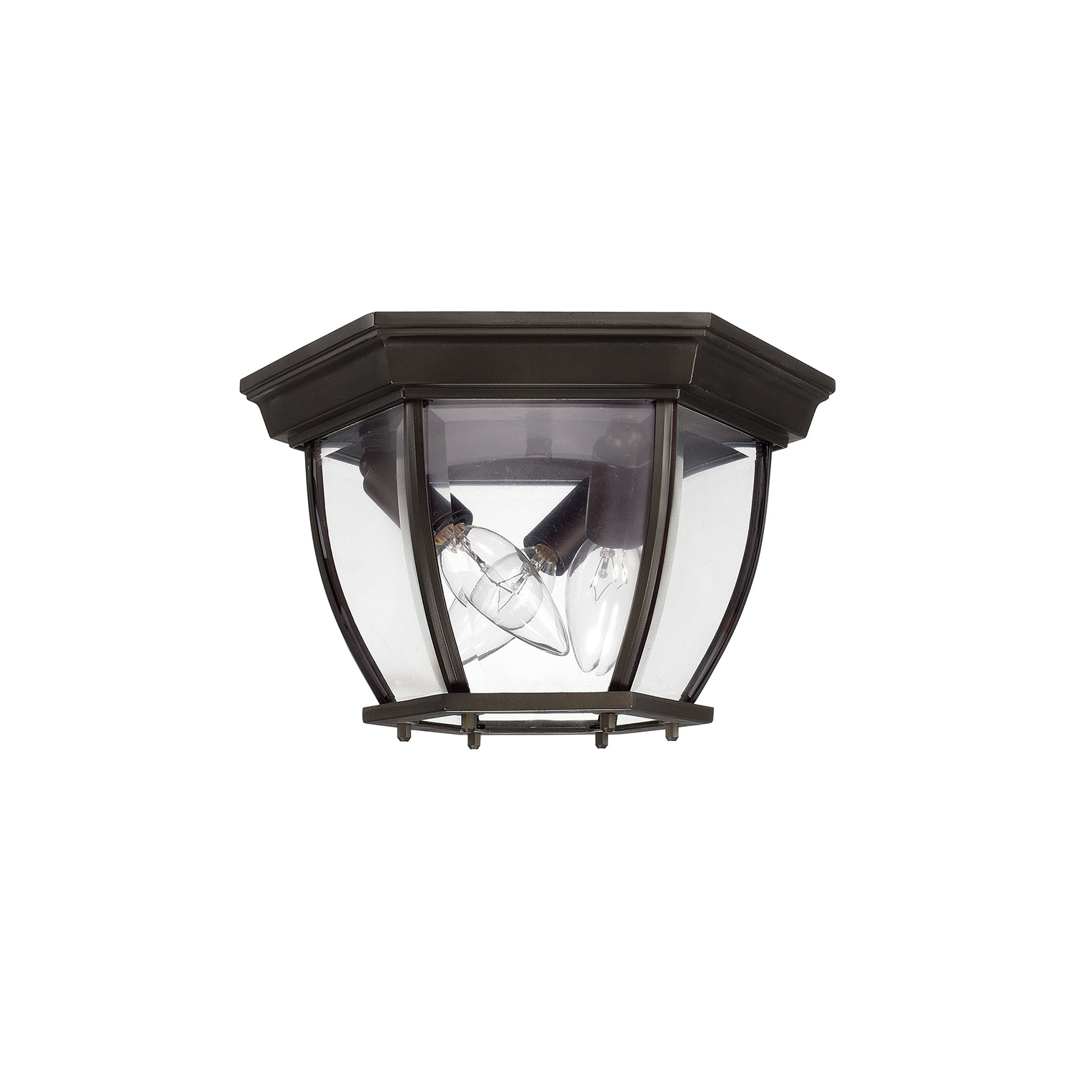 11" W x 7" H Outdoor 3-Light Clear Beveled Glass Outdoor Flush Mount in Old Bronze