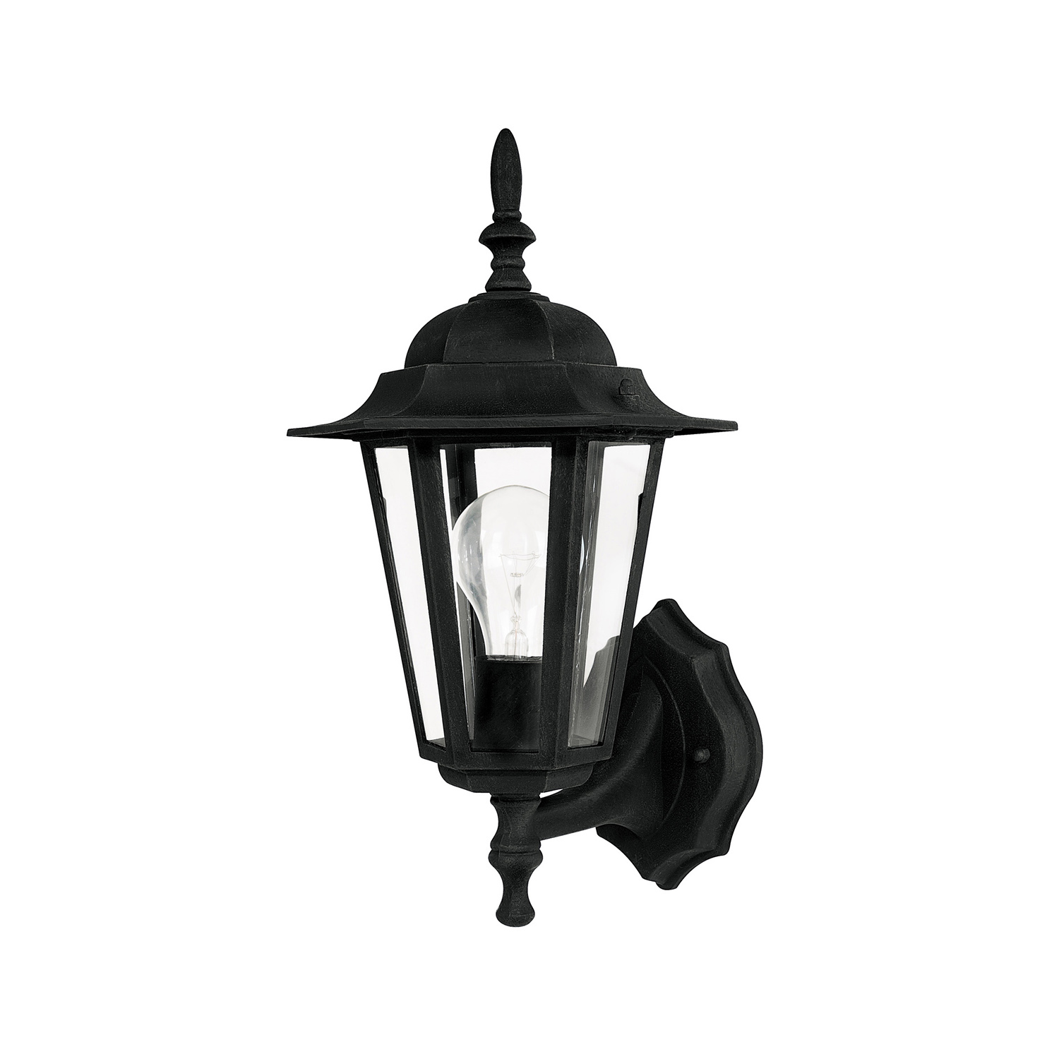 7"W x 15"H Outdoor 1-Light Clear Glass Outdoor Wall Lantern in Black