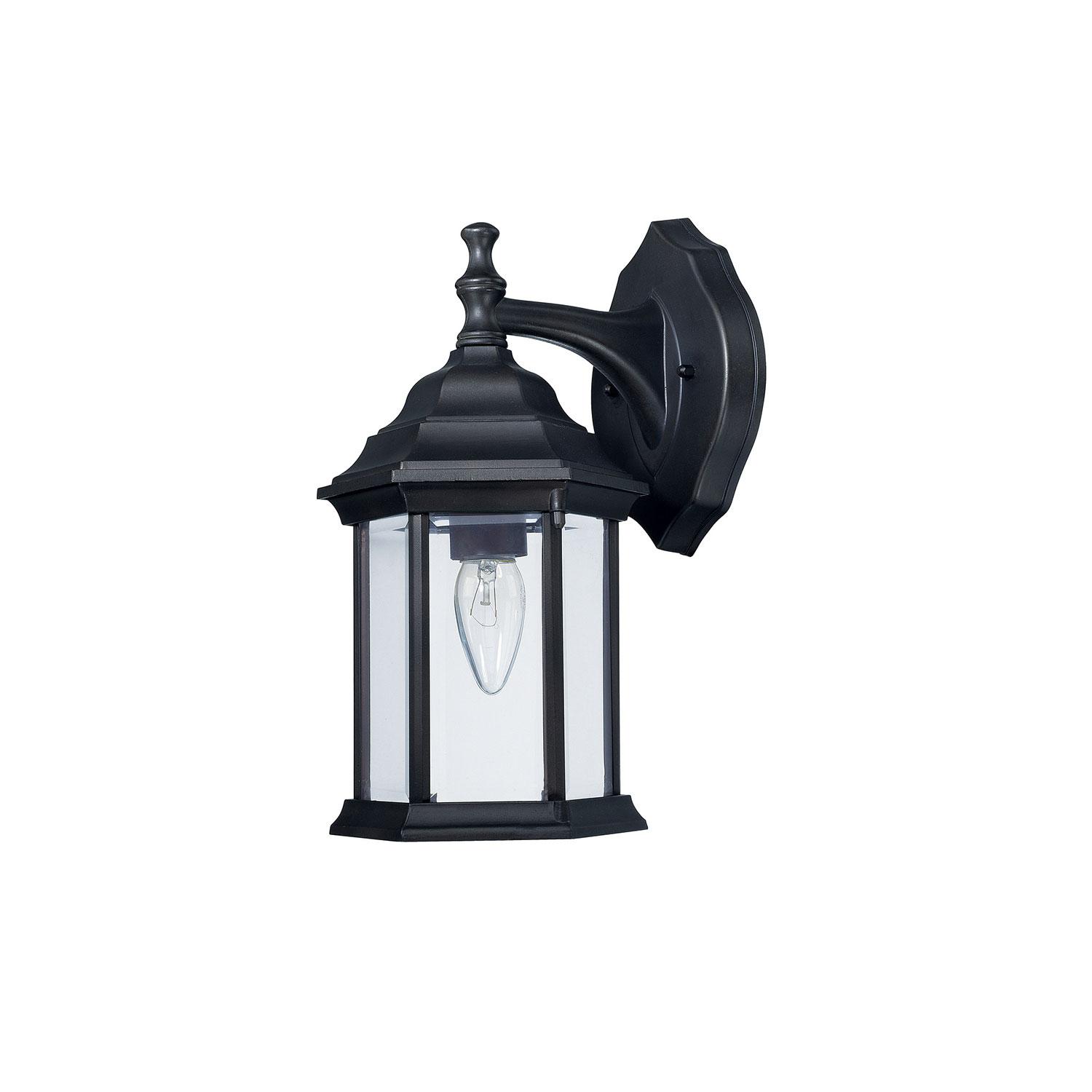 6"W x 12"H Outdoor 1-Light Clear Glass Outdoor Wall Lantern in Black
