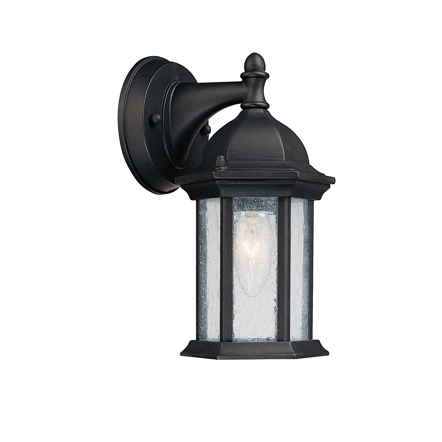 5"W x 9.5"H 1-Light Antiqued Glass Outdoor Wall Lantern in Black