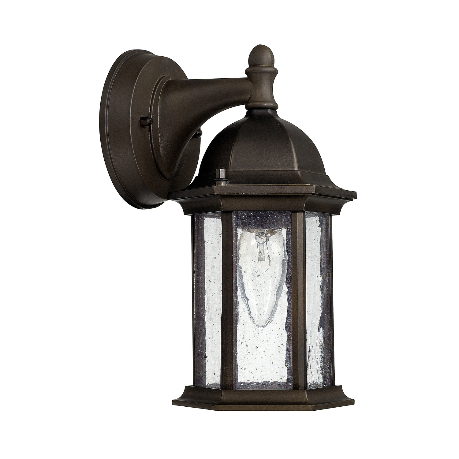 5"W x 9.5"H 1-Light Antiqued Glass Outdoor Wall Lantern in Old Bronze