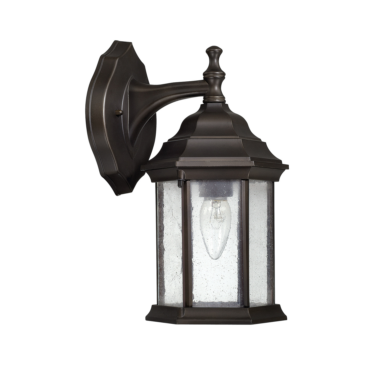 6"W x 12"H 1-Light Antiqued Glass Outdoor Wall Lantern in Old Bronze