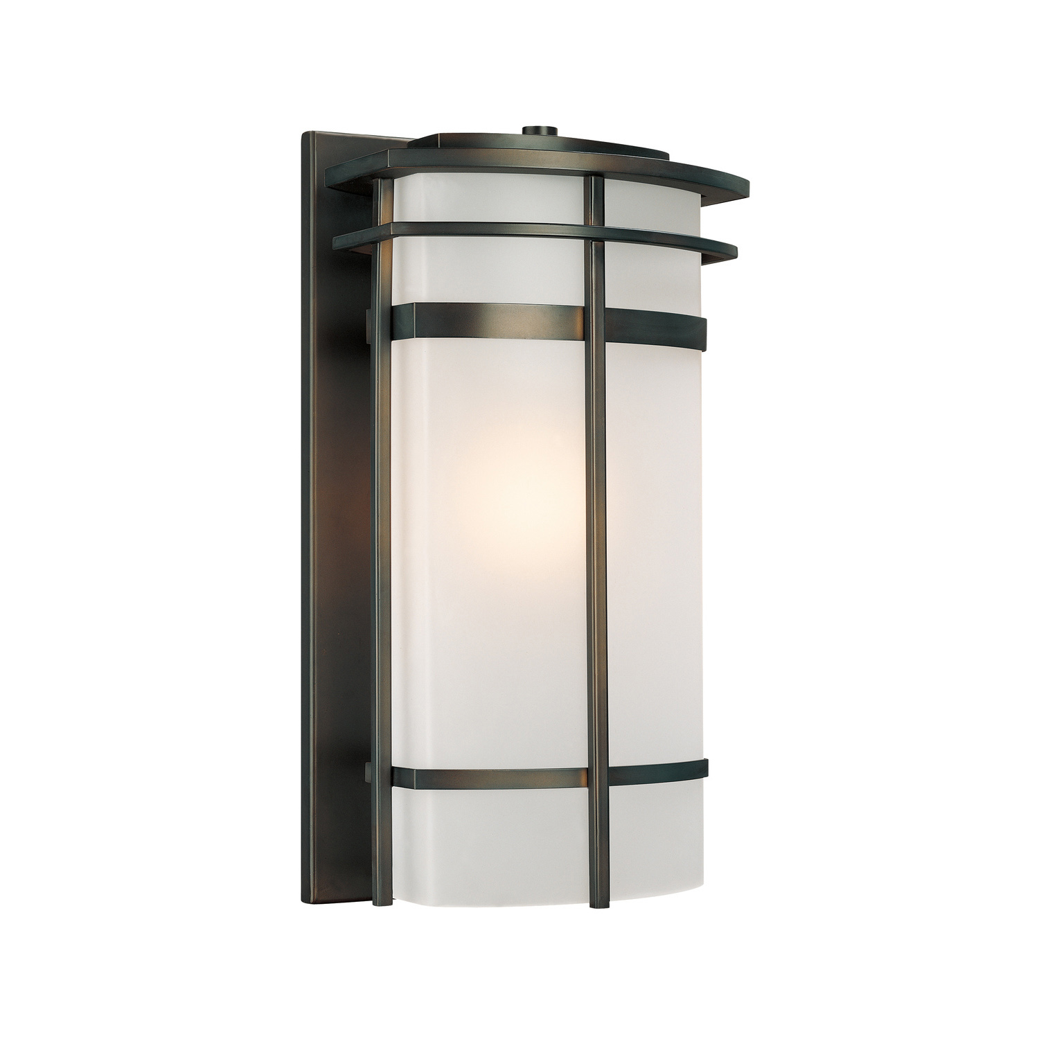 9"W x 19"H 1-Light Frosted Glass Outdoor Wall Lantern in Old Bronze