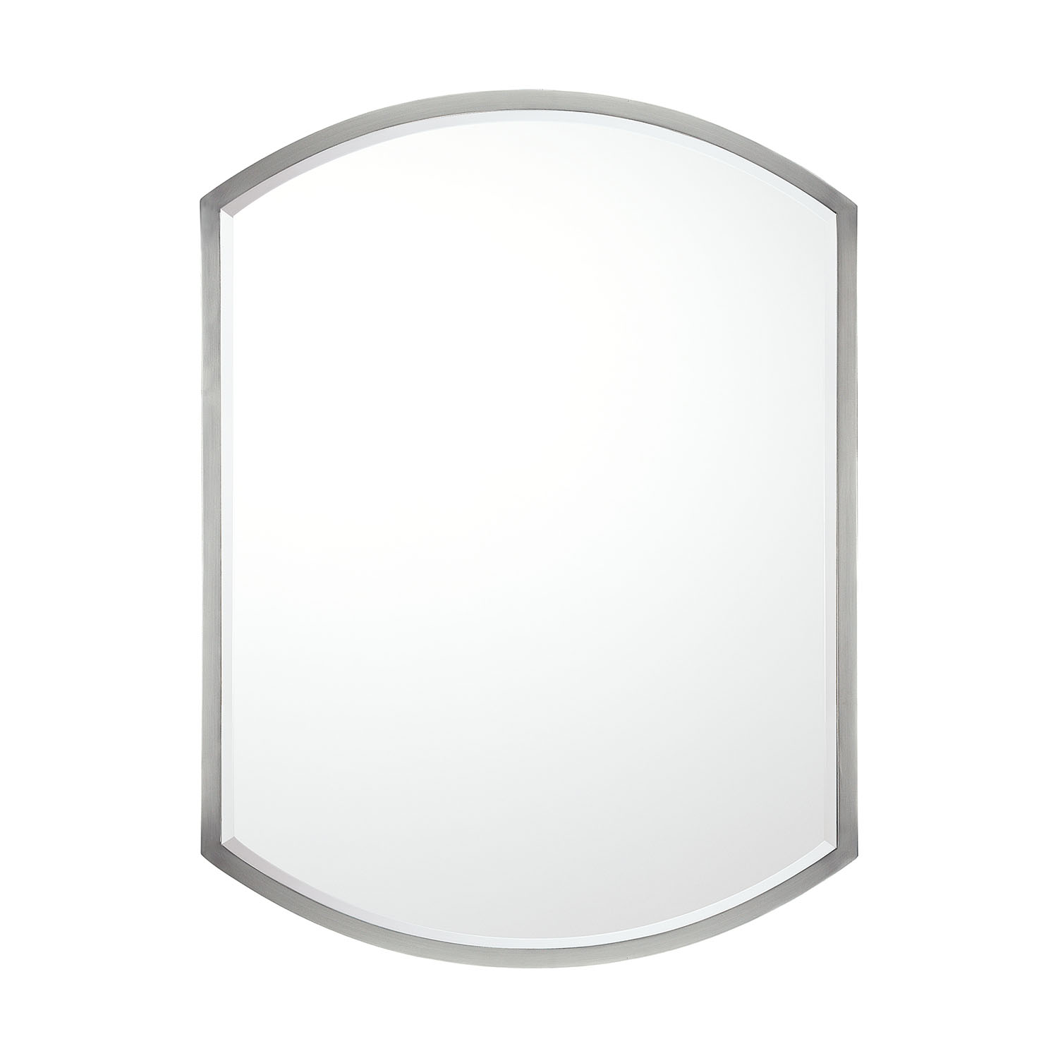 24"W x 32"H Beveled Rounded Rectangle Mirror in Matte Nickel with Horizontal or Vertical Mounting
