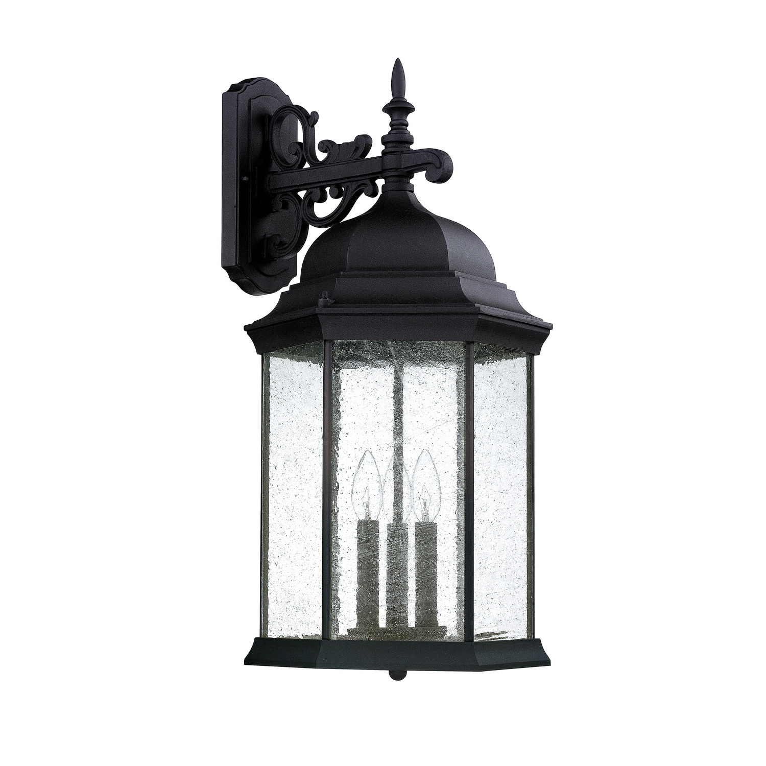 12"W x 25.5"H 3-Light Antiqued Glass Outdoor Wall Lantern