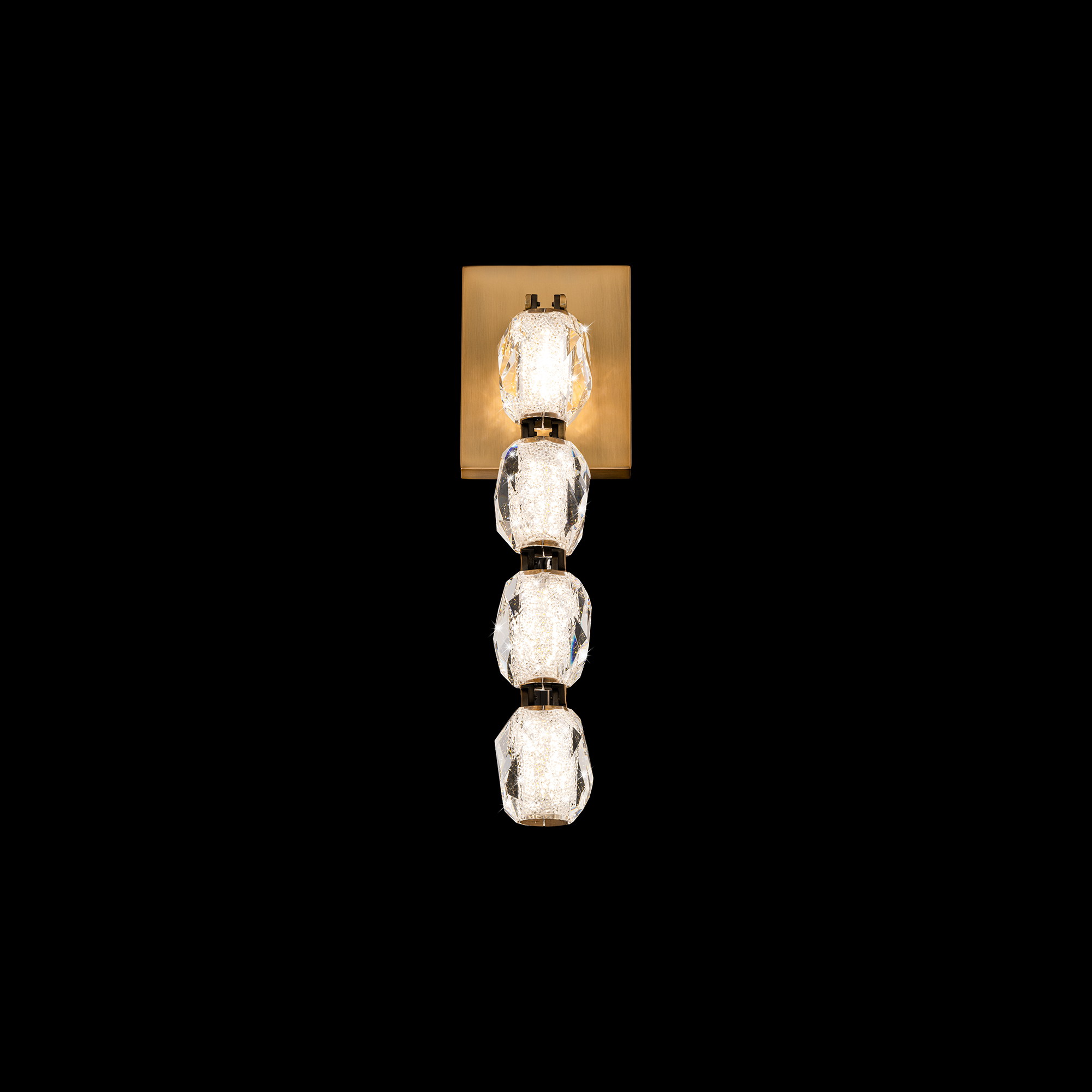Seduction 4 Light LED 3000K/3500K/4000K 120V-277V Wall Sconce in Aged Brass with Clear Radiance Crystal