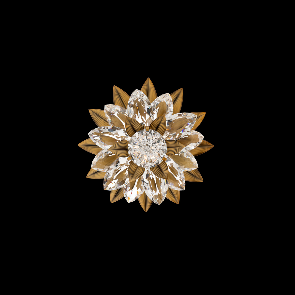 Rhapsodie 14in 120-277V LED Wall Sconce in Aged Brass with Optic Crystal