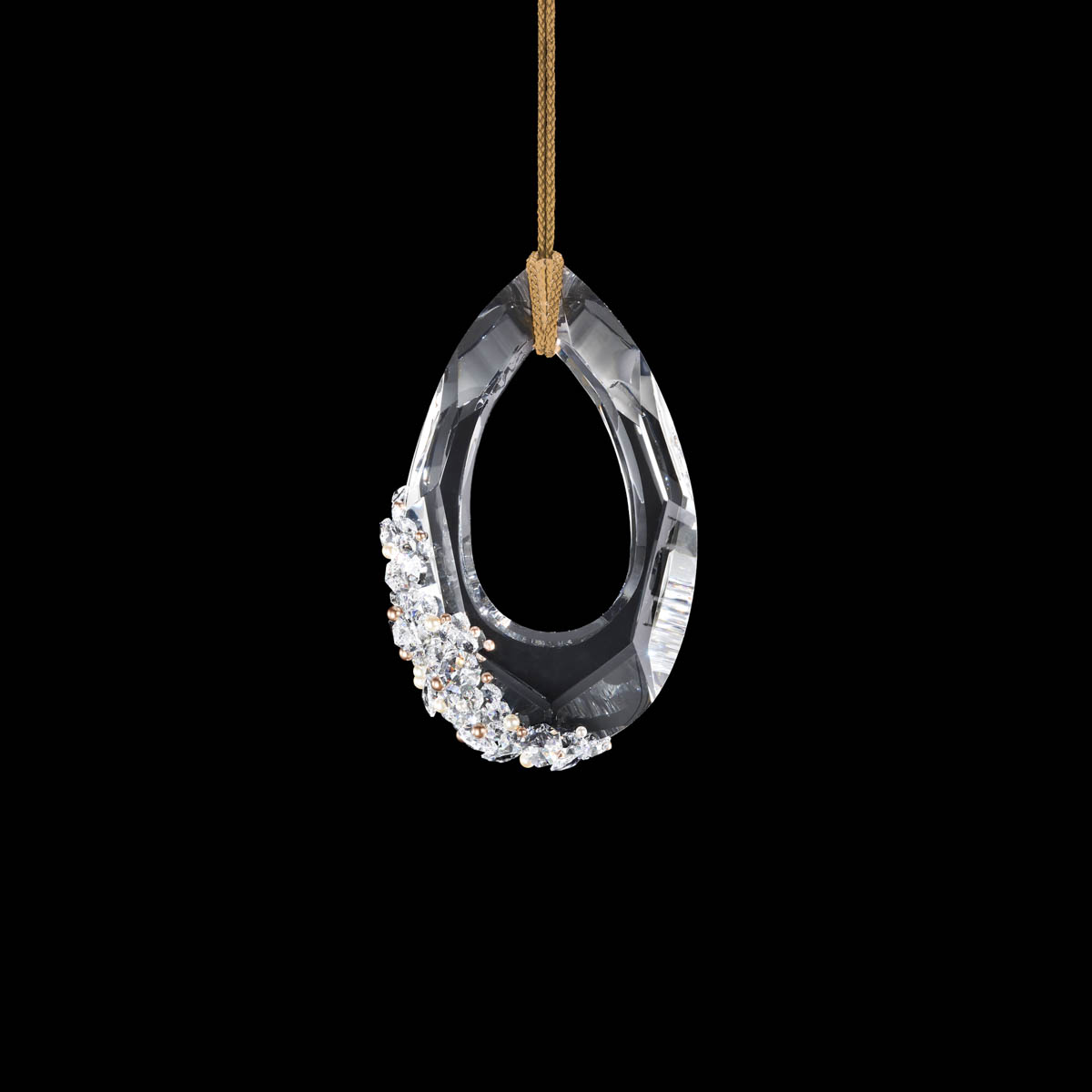 Trinity 16in LED 3000K/3500K/4000K 120V-277V Mini Pendant in Polished Chrome with Clear Radiance Crystal and Gold Rope (Title 24/JA8 Compliant)