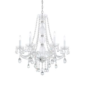 Arlington 6 Light 120V Chandelier in Polished Silver with Clear Heritage Handcut Crystal