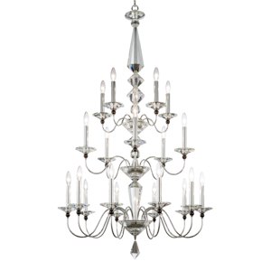 Jasmine 20 Light 120V Chandelier in Polished Silver with Clear Optic Crystal