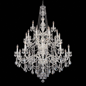 Arlington 25 Light 120V Chandelier in Polished Silver with Clear Heritage Handcut Crystal