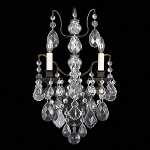 Bordeaux 2 Light 120V Wall Sconce in Heirloom Bronze with Clear Heritage Handcut Crystal