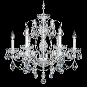 Century 6 Light 120V Chandelier in Polished Silver with Clear Heritage Handcut Crystal