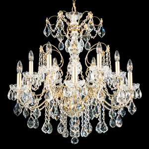Century 12 Light 120V Chandelier in Etruscan Gold with Clear Heritage Handcut Crystal